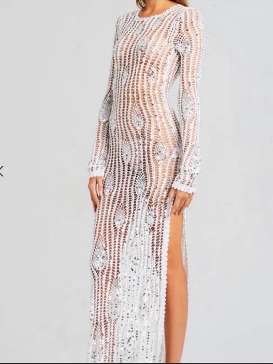 Retrofete Dresses & Skirts - Retrofete Sheer Crochet Maxi Dress in White
